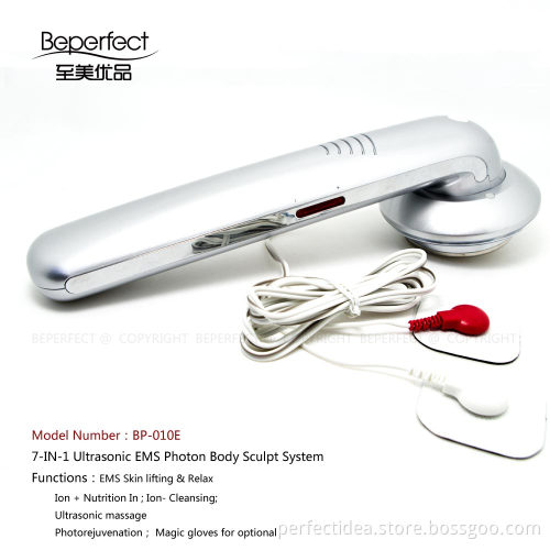 BP-010E home use body shaping machine with EMS pads magic glove and ultrasonic galvanic Led therapy